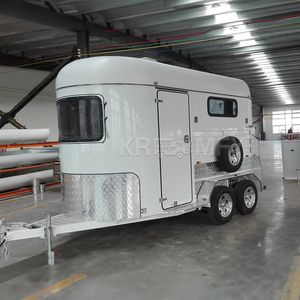 Remolque para Caballos de Carga Recta con 2 Compartimentos y Armarios, Transporte Espacioso para Equinos - Product Image 5