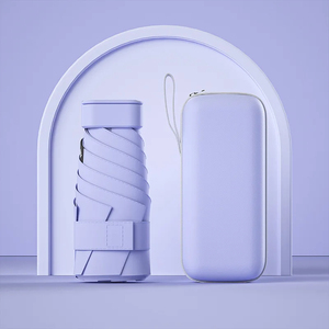 Ombrello Tascabile Pieghevole a 5 Sezioni, Protezione UV, Mini Ombrello Portatile Viola, Regalo Aziendale - Product Image 1