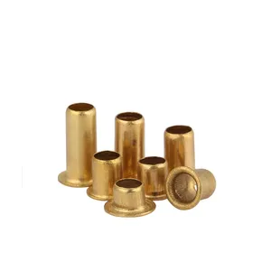 Remaches tubulares huecos para pcb, 0,4mm, 0,6mm, latón, cobre, aluminio, cabeza redonda plana, ojal, agujero pasante, pcb