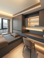Lit superposé compact pour chambre d'enfant, lit mezzanine personnalisé avec bureau et bibliothèque