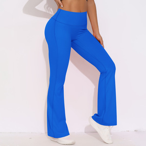 Pantalones de yoga acampanados de cintura alta, extrasuaves, elásticos, para entrenamiento y gimnasio, con logo personalizado y diseño liso. - Product Image 6