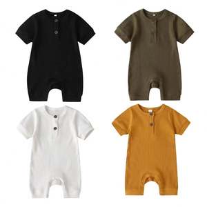Nouveau-né bébé fille bébé garçon Onesie couleur unie une pièce enfant en bas âge garçon fille décontracté vêtements confortables - Product Image 1