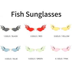 Gafas de sol de moda con diseño de murciélago para niñas, gafas de sol de lágrima de moda, gafas de sol con alas, gafas de fuego sin montura, gafas de sol con diseño de llama para mujer y hombre - Product Image 4