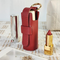 Mini étui à rouge à lèvres en cuir PU pour femme, sac à main, porte-clés, antivol, résistant à l'eau, portable, charme pour baume à lèvres