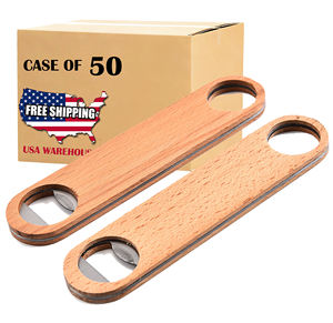 USA Lager Großhandel 50er-Pack Holz-Flaschenöffner Flacher Bieröffner aus Holz für Lasergravur Blanko Werbegeschenke - Product Image 1