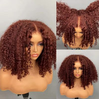 Perruques sans colle en cheveux humains, densité 180%, brun chocolat, style bob afro bouclé audacieux, pré-épilées, prêtes à porter