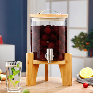 ถังไวน์เครื่องดื่มน้ำผลไม้10L 5L 7L ขนาดใหญ่ขวดแก้วสุญญากาศพร้อมก๊อกน้ำฐานไม้สำหรับบุฟเฟ่ต์ - Product Image 3