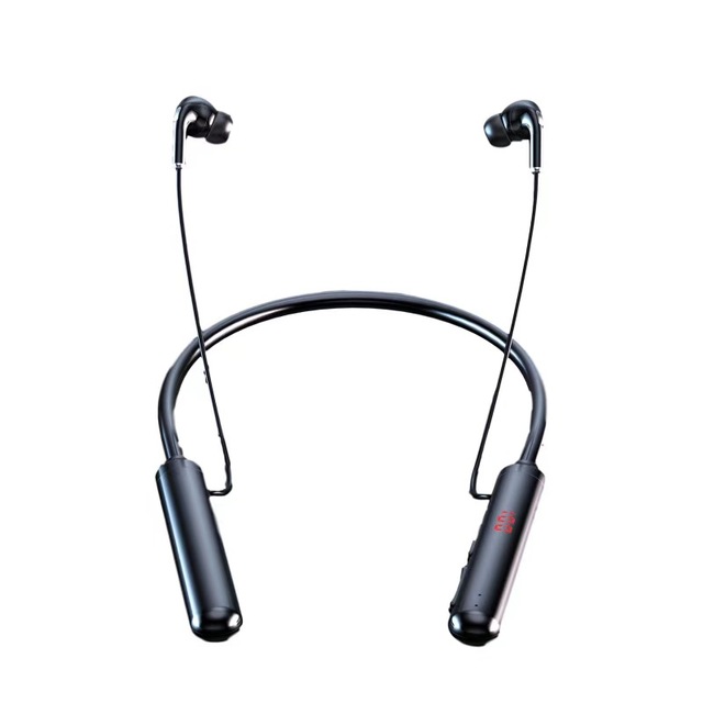 Black/Gold Color Magnet Neckband Sport BT Wireless Headset Support Memory Card Digital Display 9D Sound Effective 600mAh Big