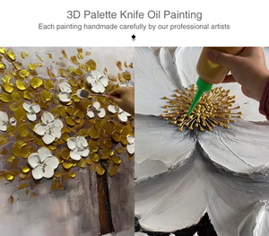 Tinh khiết vẽ tay lá sang trọng tường nghệ thuật cây tác phẩm nghệ thuật trên vải trừu tượng vàng lá phong cảnh bức tranh - Product Image 5