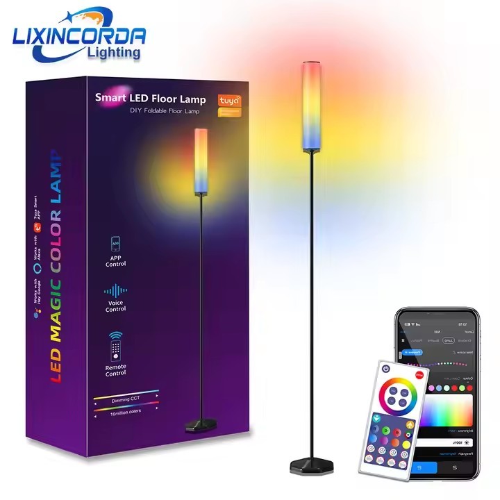 Smart Modern Music Rhythm Floor Lamp WiFi & Remote Control Home Theater Lighting Alexa & Google Home Compatible