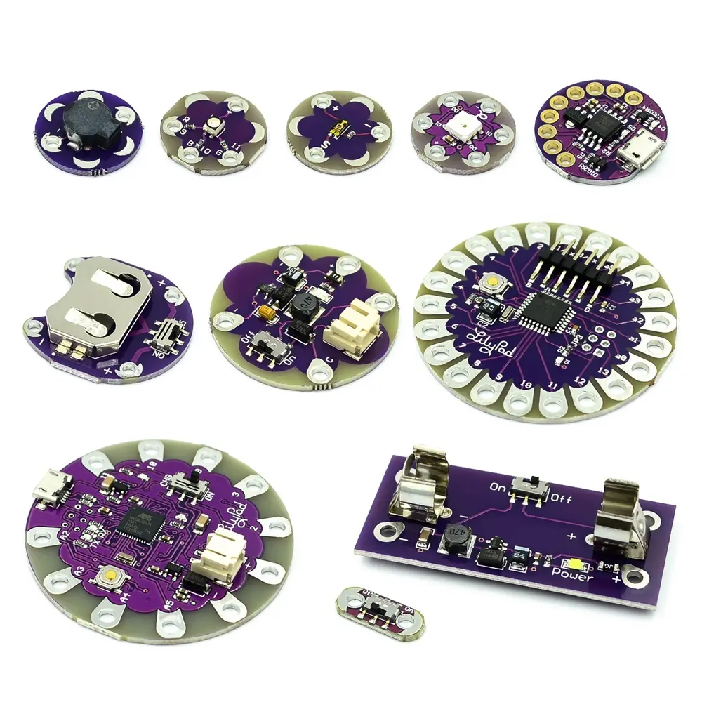 لوحة رئيسية صغيرة لـ ATmega32U4 ATMEGA328P LilyPad 328 من مجموعة ديا للتصميم الذاتي لوحة مايكرو USB ATtiny85 LilyTiny لوحة رئيسية مزودة ببازر WS2812 RGB CR2032 TEMT6000