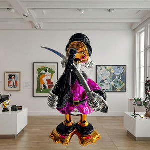 Regalo Aziendale Moderno: Scultura di Paperino in Resina Poliestere, Arte Astratta Colorata e Cromata in Stile Pop Art per Esposizione Interna - Product Image 2