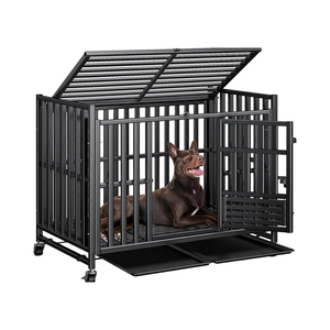 Caisse pour chien robuste de 42 pouces, cadre en acier épaissi, chenil indestructible pour grands chiens très anxieux, 3 portes, 4 roues verrouillables, 2 - Product Image 1