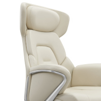 Chaise de direction ergonomique à dossier haut en cuir de vachette, pivotante, avec accoudoirs en aluminium poli, chaise de bureau
