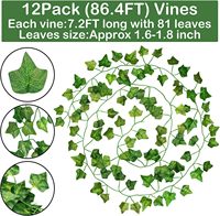 84ft 12 Pak/82 inci, hijau buatan Ivy Garland palsu daun tanaman rambat daun gantung Garland-pesta pernikahan dekorasi taman