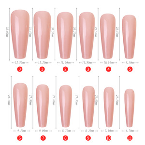 240 faux ongles de couleurs assorties en ABS, forme ballerine longue carrée, en gel souple à presser - Product Image 4