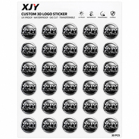 XJY personnalisé UV Preuve Étanche 3D Logo Métallique Marque Impression Logo Découpé transférable Autocollant avec logo