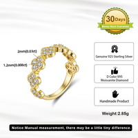 Bague empilable en argent sterling 925 Rinntin SMOR27 pour femme, motif trèfle, moissanite couleur VVS D, bijoux fins élégants pour fiançailles