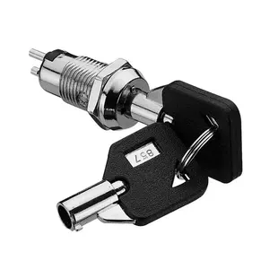 HB003 12mm 2 positions electrical locks micro metal key momentary contact operated waterproof key switch for electronics board