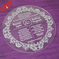 Carte de menu de mariage personnalisée en acrylique, invitation de mariage de luxe