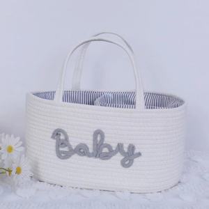 Cesta de Almacenamiento Portátil Ovalada de Cuerda de Algodón Tejida, 36x22xH18cm, con Interior Extraíble para Separar Artículos Secos y Húmedos - Product Image 3