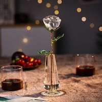 Valentijnscadeau Kristallen Bloemensculptuur Kristallen Glazen Rozen Ornament Set Rozen Bloem Figuur Ambacht voor Huisdecoratie