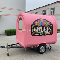 Camión de Comida Móvil Rosa con Remolque para Venta de Palomitas y Bebidas