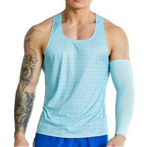 Men's Sporty Quick Dry Breathable 100% Polyester Running Singlet Tank <b>Top</b> Gym Vest Square Collar 80g Seamless Marathon Hole - Product Image 4