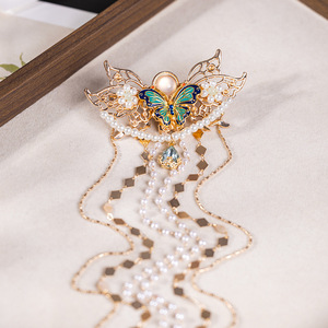 Tocado de estilo antiguo con borlas largas, horquillas Hanfu, moños de mariposa, pinzas para el pelo, pinzas retro para el cabello, accesorios para el cabello para espectáculos. - Product Image 1