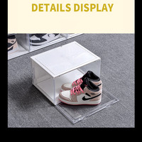 Boîte de rangement pour chaussures empilable transparente à ouverture latérale, moulée par injection, rectangulaire, à commande vocale, avec lumière LED