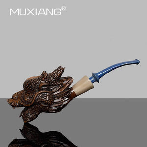 Muxiang Dragon Head Carved Tobacco Pipe Handmade Wood Smoking Accessory For Personal Gift - Product Image 1