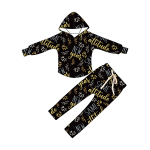 Qingli ODM Custom Factory Girls rosa 2 pz Set pantaloni con cappuccio manica lunga tuta Boutique abiti per bambini con Logo personalizzato - Product Image 1