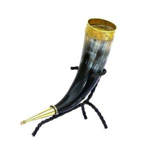 Authentique cornes à boire viking pour les passionnés d'histoire, cornes à boire viking faites à la main avec support en métal à bas prix - Product Image 5