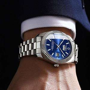 Montre pour homme BINBOND B7012 7012, mode décontractée, bracelet en acier inoxydable, date, étanche, aiguilles lumineuses, montre à quartz pour homme - Product Image 5