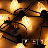 110v 0.8w Dimmable Blanc Chaud Facettes Fraise C9 E17 Base Remplacement Ampoules De Noël C9 Remplacement LED Ampoules À Facettes