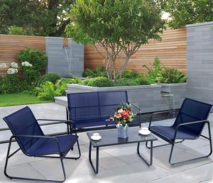 4 Pcs <strong>Outdoor</strong> Conversation Set with Durable Metal Frame Mesh Textile Includes One <strong>Love</strong> <strong>Seat</strong> Two Chairs and One Table Mail Order - Product Image 4