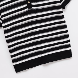 Nouvelle collection été 2026 : Pull tricoté rayé décontracté pour femme, veste rétro à manches courtes, haut chic - Product Image 4