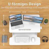 Bureau assis debout à hauteur réglable Bureau 64X40 CM avec plateau clavier Support noir pour ordinateur portable