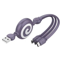 Kabel Pengisi Daya 3 in 1 Tipe-C/Micro USB Tembaga Murni Retractable Laris 2023, 1M 3.3FT, Fleksibel, Berlapis Pelindung, Bersertifikasi CE