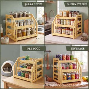 Ranmei 3 <b>Tier</b> Wooden Canned Food Rack Storage Organizer Kitchen Desktop Solid Wood <b>Shelving</b> Unit For Food Beverage Organization - Product Image 4