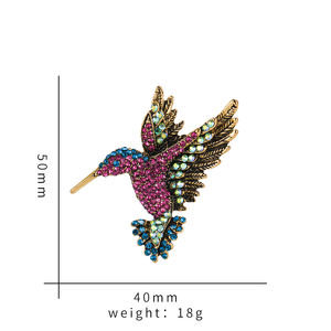 Spilla di Cristallo a Forma di Colibrì Weiman, Lussuosa Spilla da Donna in Lega Placcata Oro, Design Personalizzabile - Product Image 6