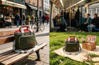 Sac isotherme pliable réutilisable en tissu Oxford, avec poche avant et bandoulière réglable, idéal pour les pique-niques et le camping en extérieur