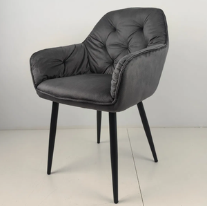 <span class=keywords><strong>Chaise</strong></span> de salle à manger moderne de luxe en velours bleu avec pieds noirs robustes pour la maison, l'hôtel, l'appartement - Product Image 6