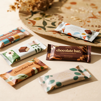 Emballage alimentaire personnalisé avec logo imprimé en usine, 100g 250g 500g, mat, qualité alimentaire, debout, avec fermeture arrière, pour en-cas, chocolat, barre protéinée