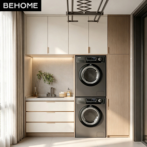 Mueble de Lavandería Personalizado <span class=keywords><strong>para</strong></span> Balcón con Lavadora, Secadora, Fregadero e Iluminación LED Integrados <span class=keywords><strong>para</strong></span> Espacios de Servicio en Villas y Hoteles - Product Image 2