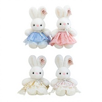 Lindo Peluche de Conejita Blanca con Vestido de Encaje y Falda con Lazo, Muñeca de Peluche de Animal, Venta al por Mayor, Regalo para Niñas en Días Festivos y Cumpleaños, Decoración del Hogar