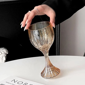 Europeu fantasia grossa alta vinho óculos cristal com nervuras vinho gravado vidro colorido taça para casamento - Product Image 4