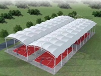Toit en membrane tendue à grande portée pour terrain de basket extérieur, résistant aux UV, auvent pour structure sportive