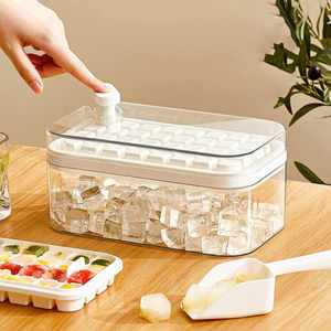 Wholesale 64 Pcs Ice Cubes Molds Ice Cube Tray with Lid and <b>Bin</b> for Freeze with 2 TraysIce Cube Trays Molds for Whiskey Cocktail - Product Image 1