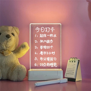 Lámpara LED acrílica en blanco, luz de noche de madera, tablero de mensajes luminoso con bolígrafo para niños, regalo de Navidad - Product Image 5